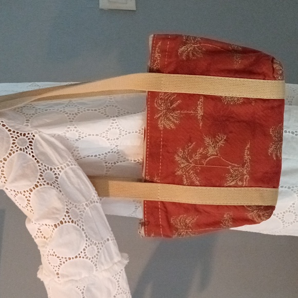 🔥🔥Bonnie Bag Upholstery palm trees vintage knitting needle point storage tote - Picture 3 of 16